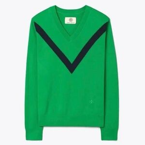 Green merino chevron tory sport tory burch sweater size Small